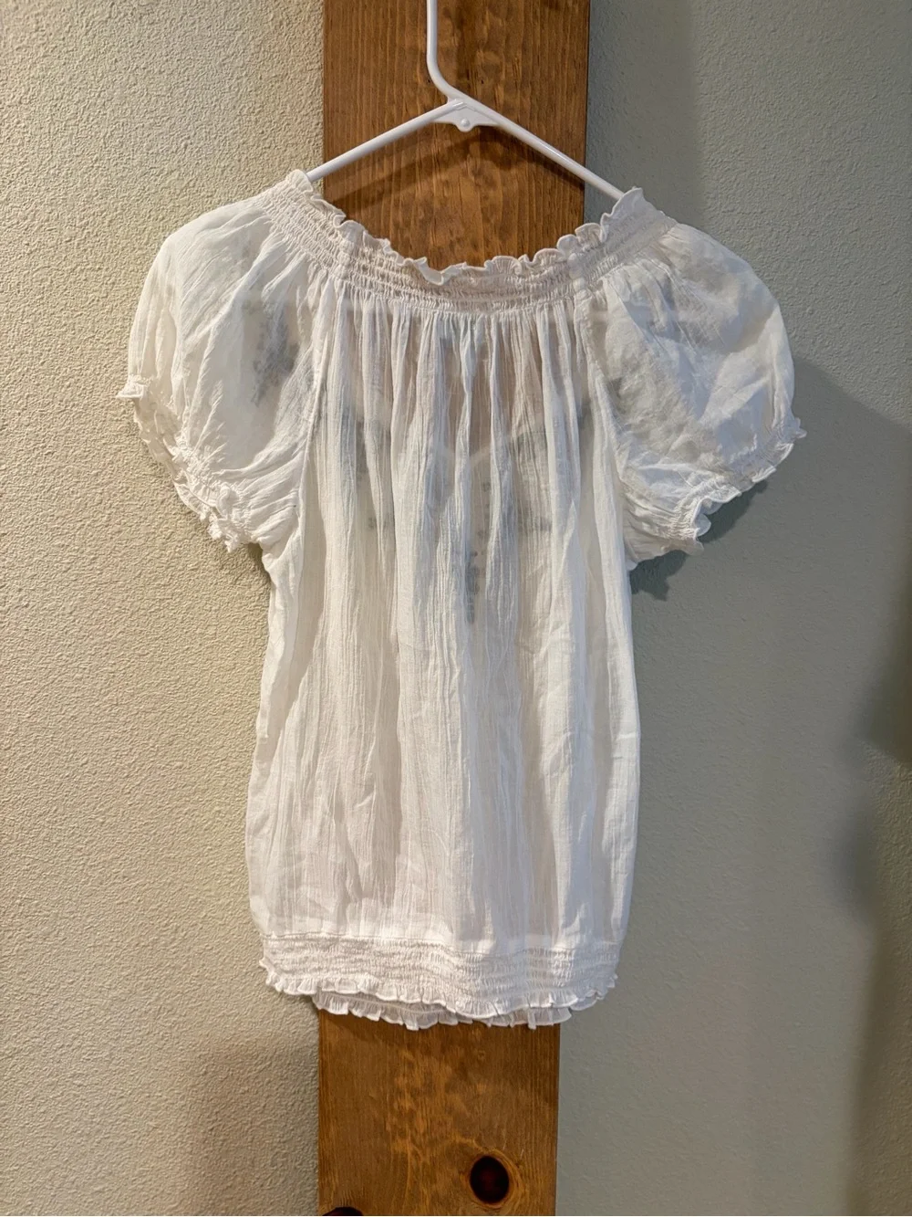 Old Navy White Blouse with Black Embroidery